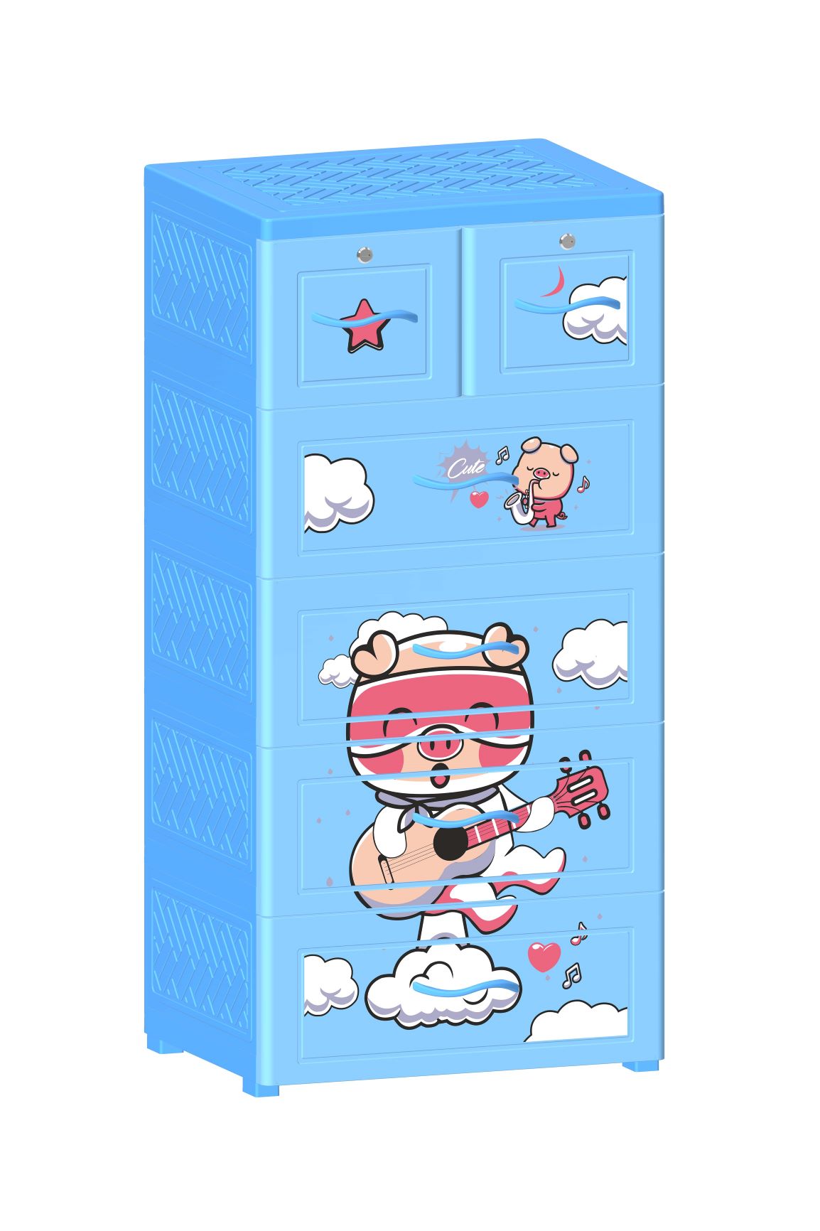 Tủ Nhựa Tầng Cho Bé Nova Heo Yêu Âm Nhạc T1727-5